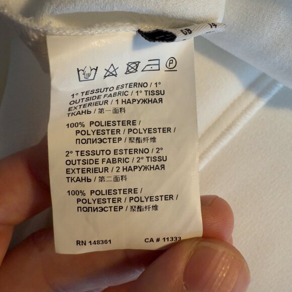 PINKO “Cacciare” Ruffle Side Sleeveless Crepe White Women’s Top Size L US 10 - Picture 8 of 9